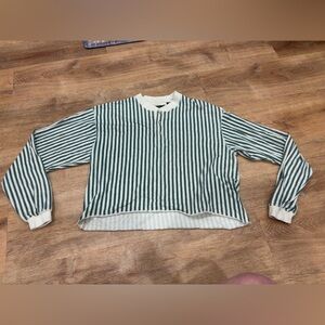 Gander Mountain Cream and Green Striped Shirt